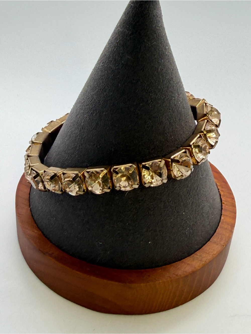 Gold-Tone Champagne Crystal Stretch Bracelet